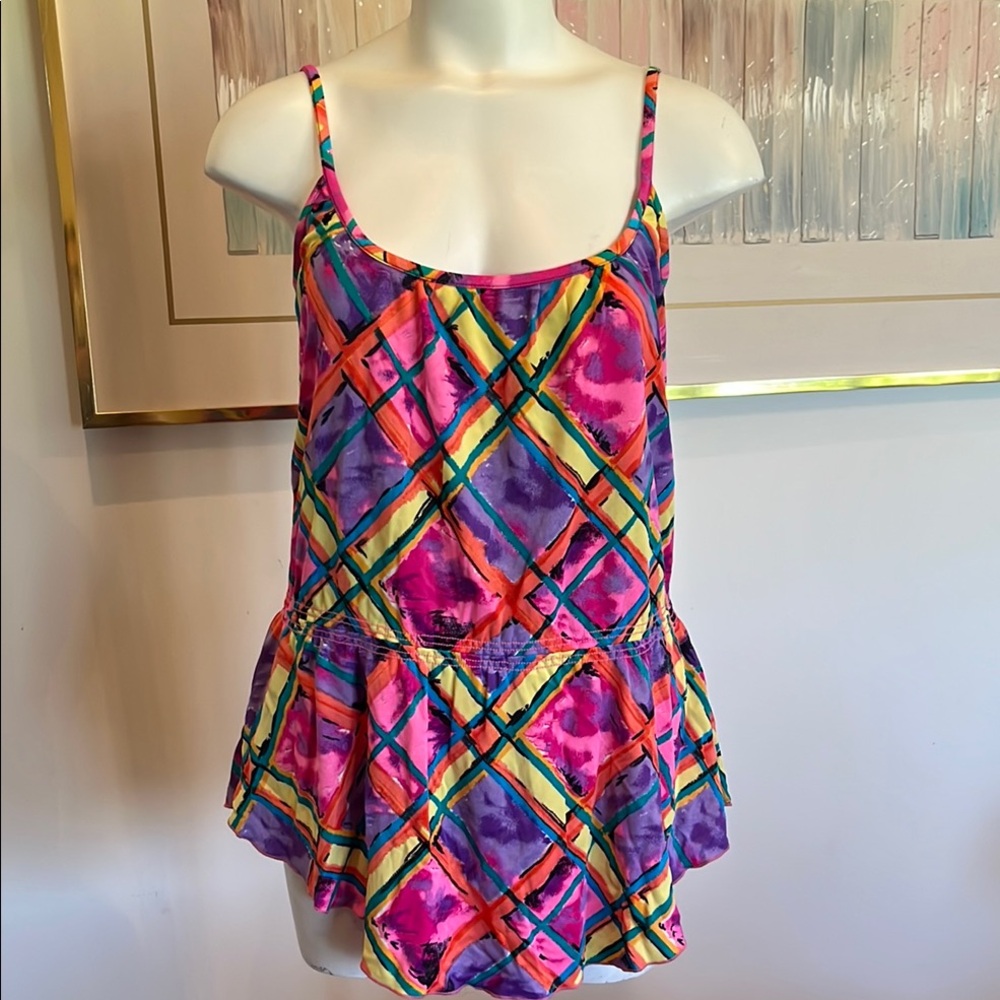 Vintage Elisabeth Stewart Colorful Geometric Print Bathing Suit 10